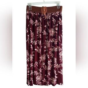 Anna Morgan Floral Burgundy Maxi Skirt